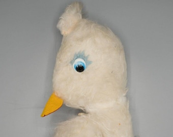 Vintage Rushton White Goose Duck Felt Beak Stuffed Animal Plush Toy 50s 60s