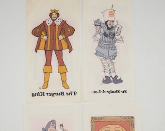 Conjunto de 4 Vintage 70s Burger King Iron On T Shirt Transfers Sir Shakes Duke Duda #3