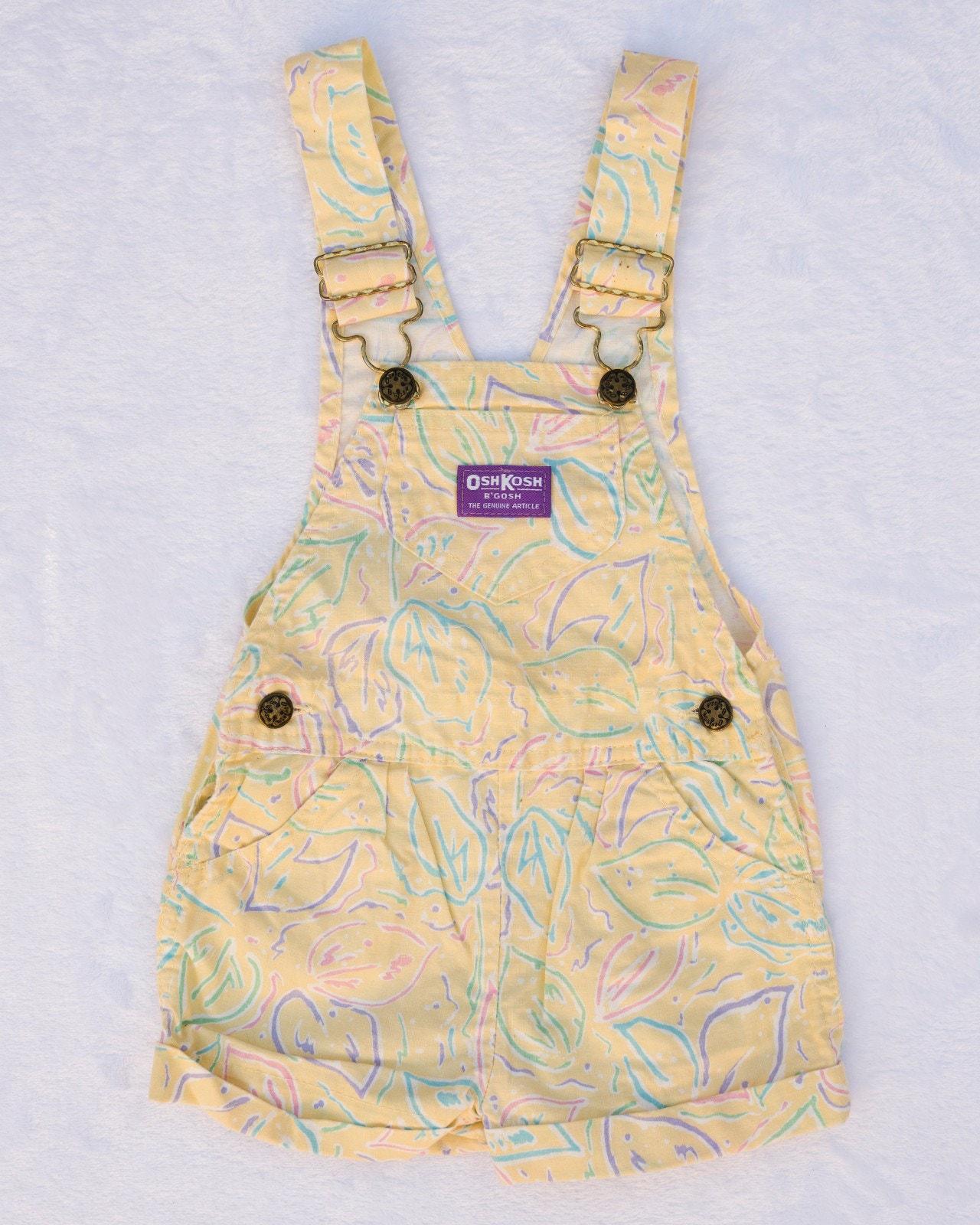 Vintage 1990s Oshkosh B'gosh Yellow Watercolor Pastel Floral Leaf
