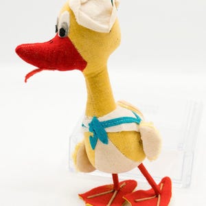 Vintage 1940s 1950s Sailor Duck Stuffed Plush Made in Japan Yellow Orange White