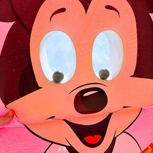 Vintage 1980s Ideal Mickey Mouse Pink Pool Raft Inflatable Googly Eyes Disney VIDEO image 7