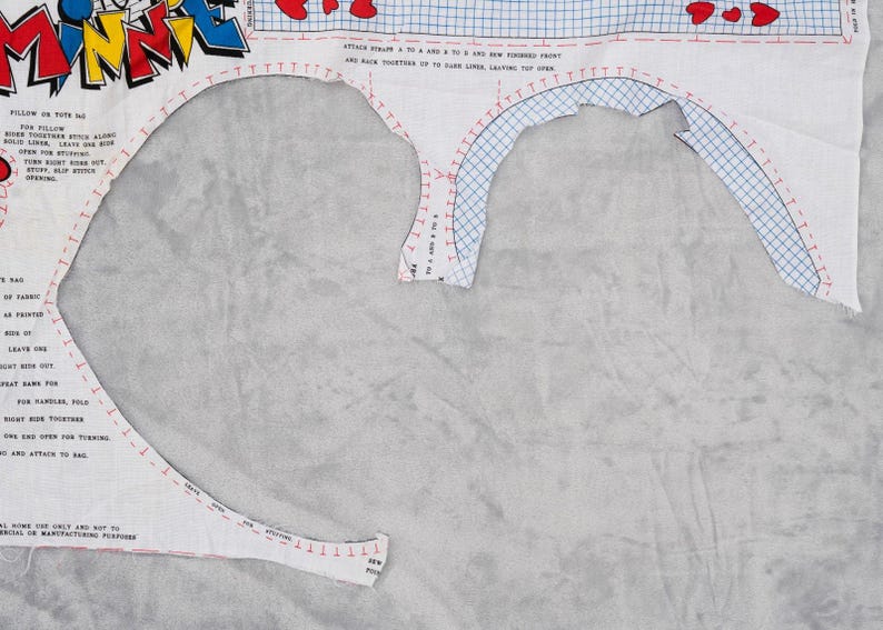 Cojín o bolso de mano vintage de tela de Minnie Mouse Disney, años 80, 2 diseños imagen 3
