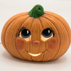 Vintage Ceramic Smiling Halloween Pumpkin Light Up Anthropomorphic Halloween