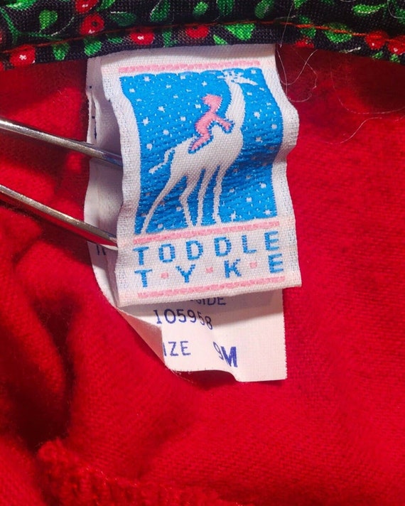 Vintage Toddle Tyke Girls Christmas Jumpsuit Red … - image 4
