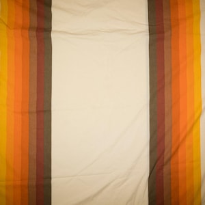 Vintage Wamsutta Tomorrow&#39;s Rainbow Striped Brown Orange Twin Flat Sheet READ
