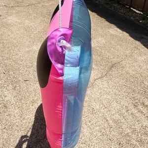 Vintage 1980s Ideal Mickey Mouse Pink Pool Raft Inflatable Googly Eyes Disney VIDEO image 11