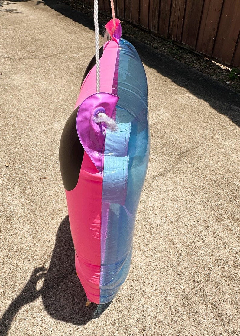 Vintage 1980s Ideal Mickey Mouse Pink Pool Raft Inflatable Googly Eyes Disney VIDEO image 11