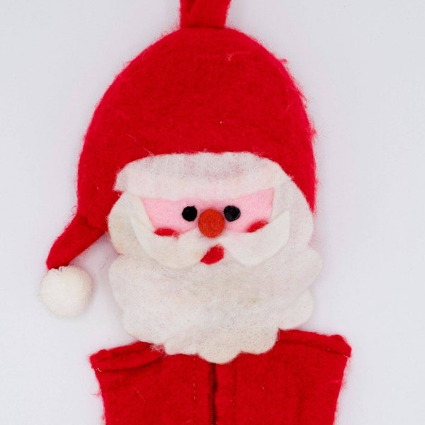 Vintage Felt Santa Claus 19" Christmas Stocking Handmade with Zipper 3D Plush