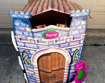 Vintage 1990s Barney Purple Dinosaur TV Cardboard Play Castle Luvs Diapers Promo RARE