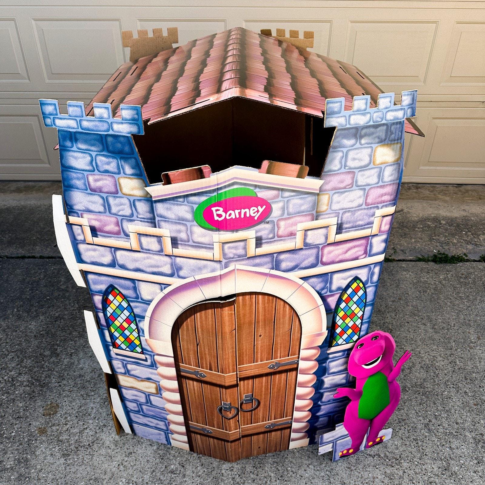 バーニーコンテナ Barney Vintage 1990s Barney the Purple Dinosaur TV Cardboard Play Castle