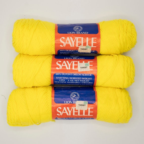 Vintage Lot of Skeins Sayelle RAD YELLOW Yarn Same Dye Lot Lion