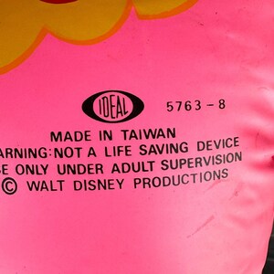 Vintage 1980s Ideal Mickey Mouse Pink Pool Raft Inflatable Googly Eyes Disney VIDEO image 2
