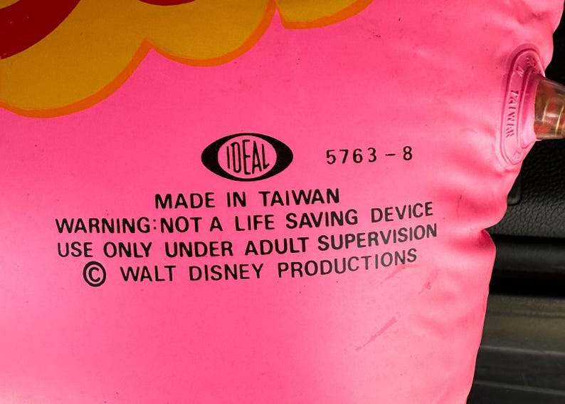 Vintage 1980s Ideal Mickey Mouse Pink Pool Raft Inflatable Googly Eyes Disney VIDEO image 2