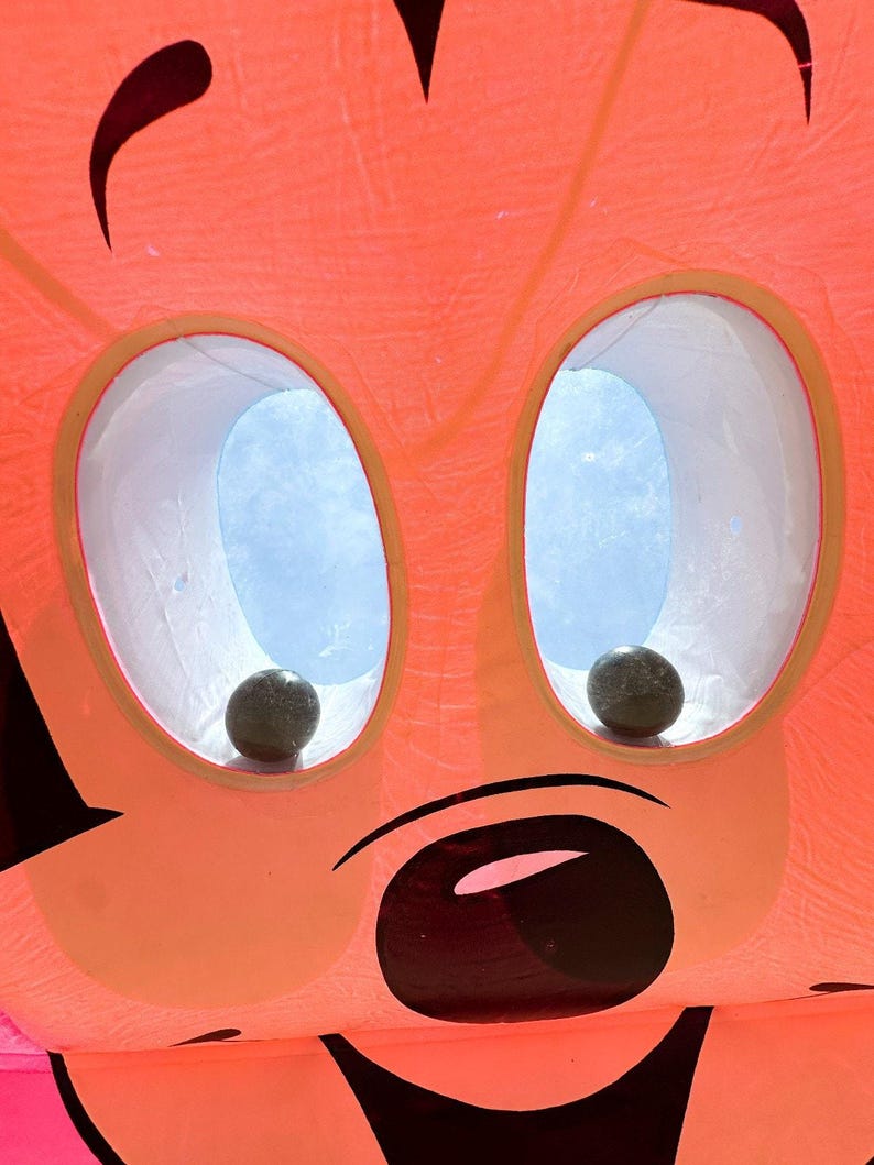 Vintage 1980s Ideal Mickey Mouse Pink Pool Raft Inflatable Googly Eyes Disney VIDEO image 8