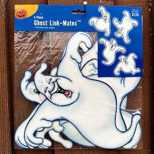 Beistle Ghost Link-Mates 4 pc 12&quot; Die Cut Wall Decor Halloween 2000 NEW Vintage Y2K