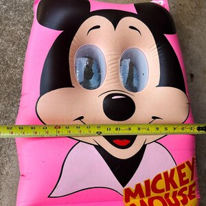 Vintage 1980s Ideal Mickey Mouse Pink Pool Raft Inflatable Googly Eyes Disney VIDEO image 16