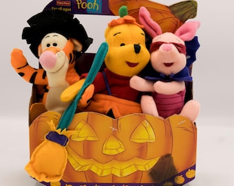 Vintage 1999 Fisher Price Winnie Pooh, Tigger & Piglet Plush Halloween Costumes NEW