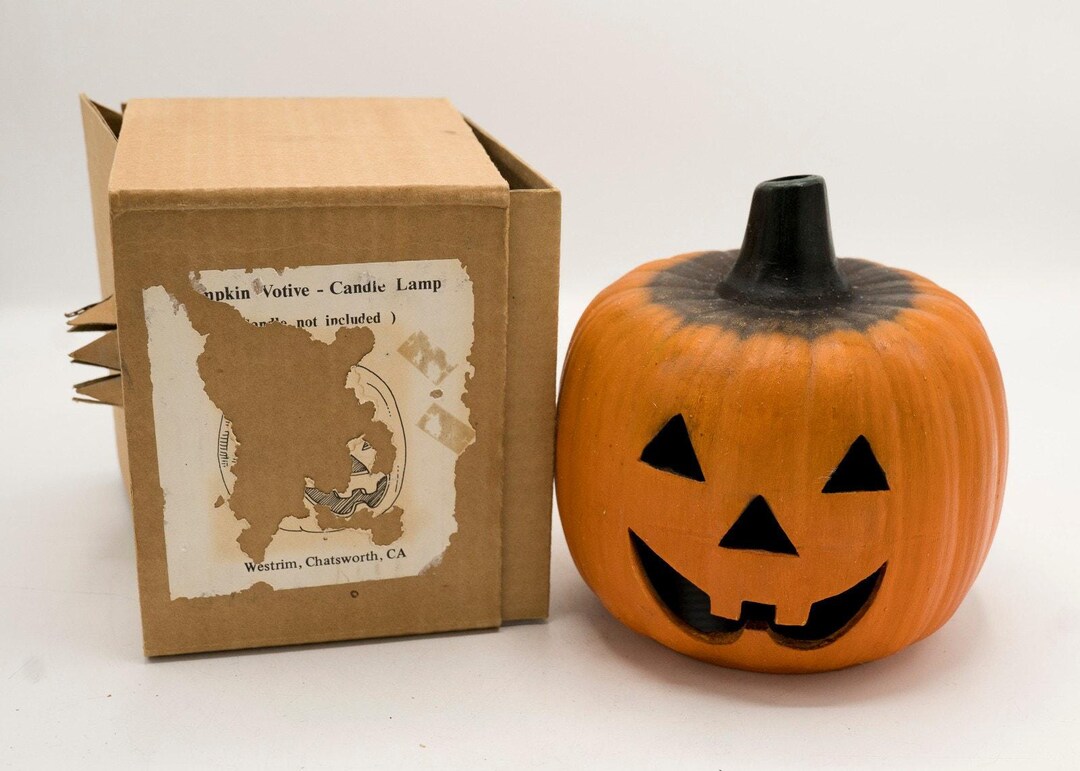Vintage 1980s Jack O Lantern Pumpkin Ceramic With Box Halloween Westrim ...