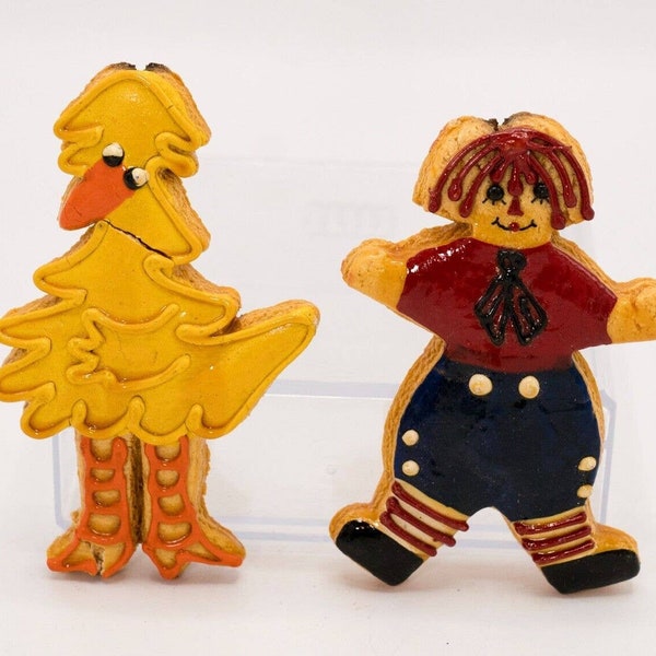 vintage Big Bird Sesame Street & Rag Doll Ornements de Noël en pâte à sel faits à la main
