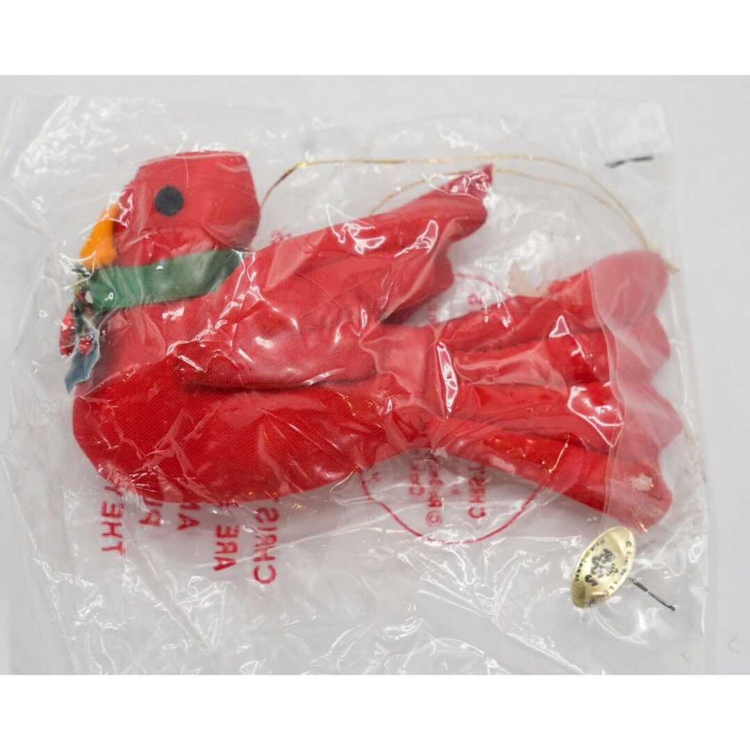 Vintage Russ Berrie Cardinal Red Bird Fabric Christmas Etsy