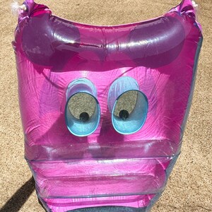 Vintage 1980s Ideal Mickey Mouse Pink Pool Raft Inflatable Googly Eyes Disney VIDEO image 10
