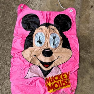 Vintage 1980s Ideal Mickey Mouse Pink Pool Raft Inflatable Googly Eyes Disney VIDEO image 14