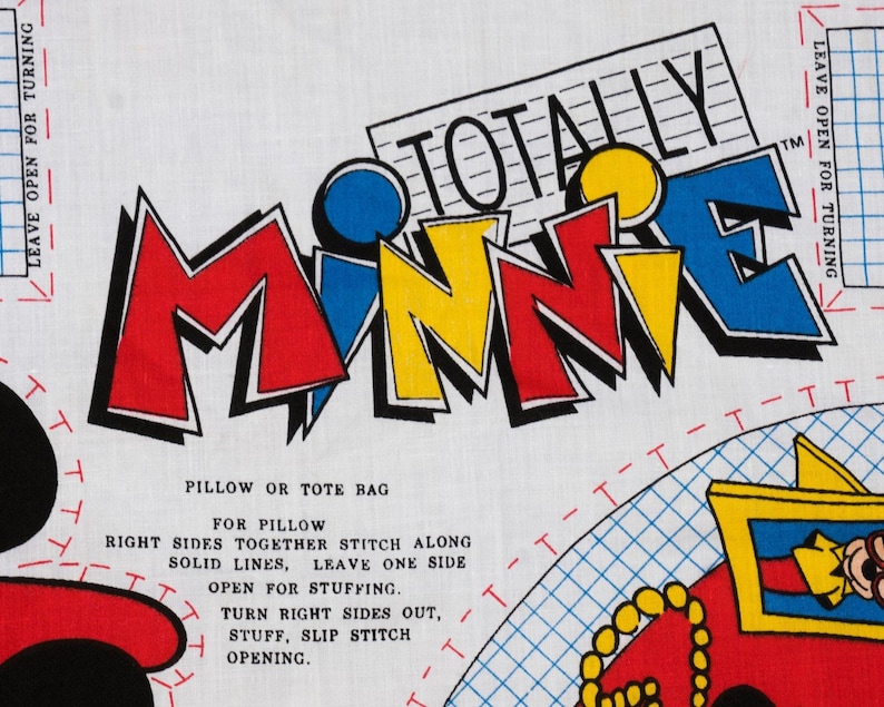 Cojín o bolso de mano vintage de tela de Minnie Mouse Disney, años 80, 2 diseños imagen 2