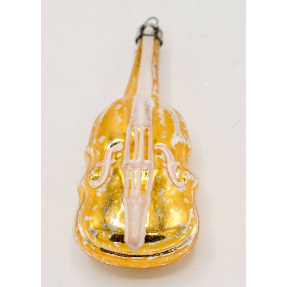 Polish Hand Blown Glass Violin Christmas Ornament 3.25 in High NWT 