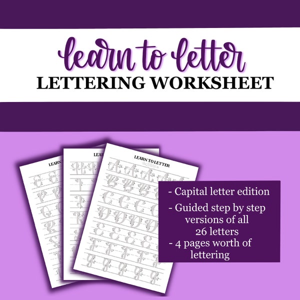 Capital Lettering Worksheet | Lettering for Beginners