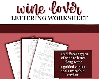 Wine Lover Lettering Worksheet