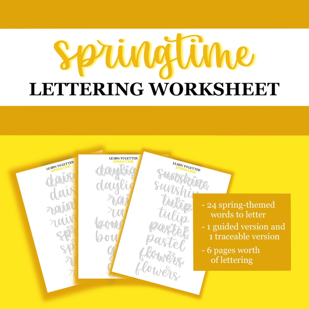 Springtime Lettering Worksheet - Etsy