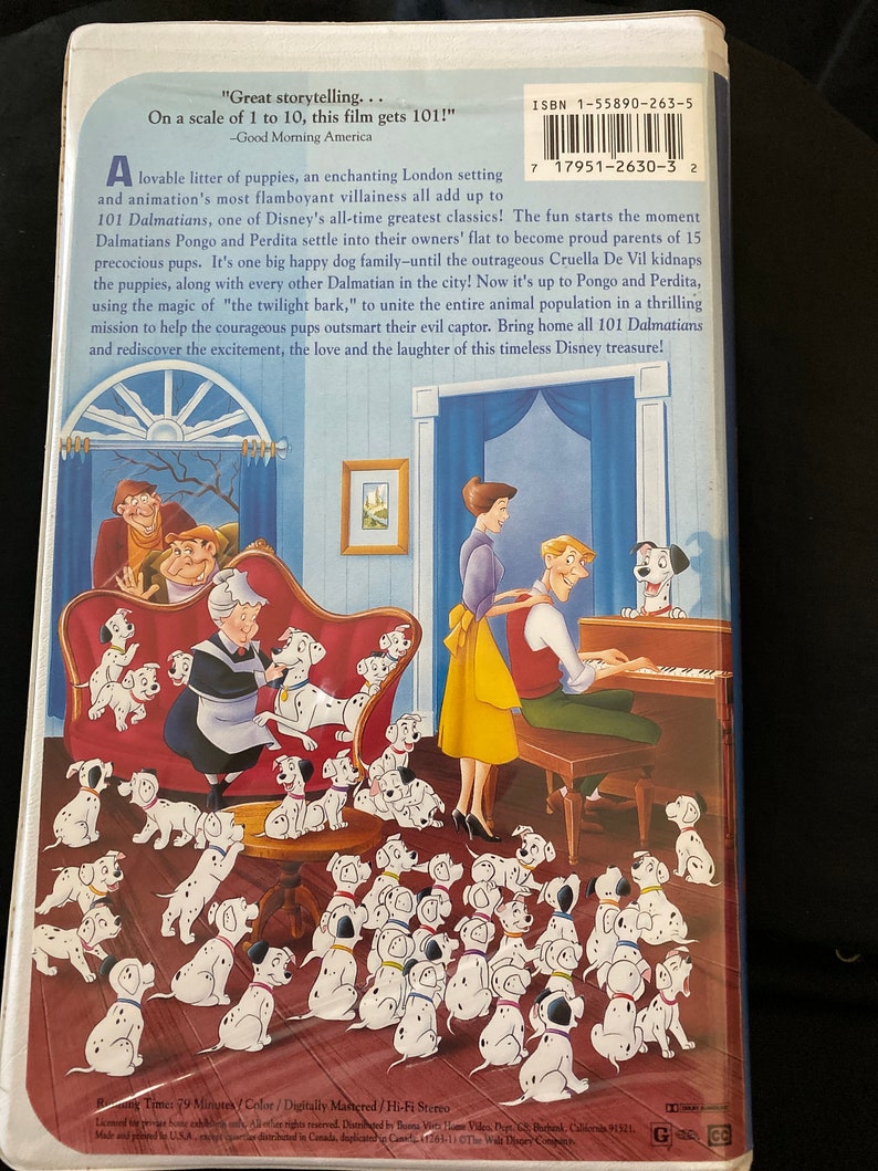 101 Dalmatians Black Diamond VHS TAPE Etsy