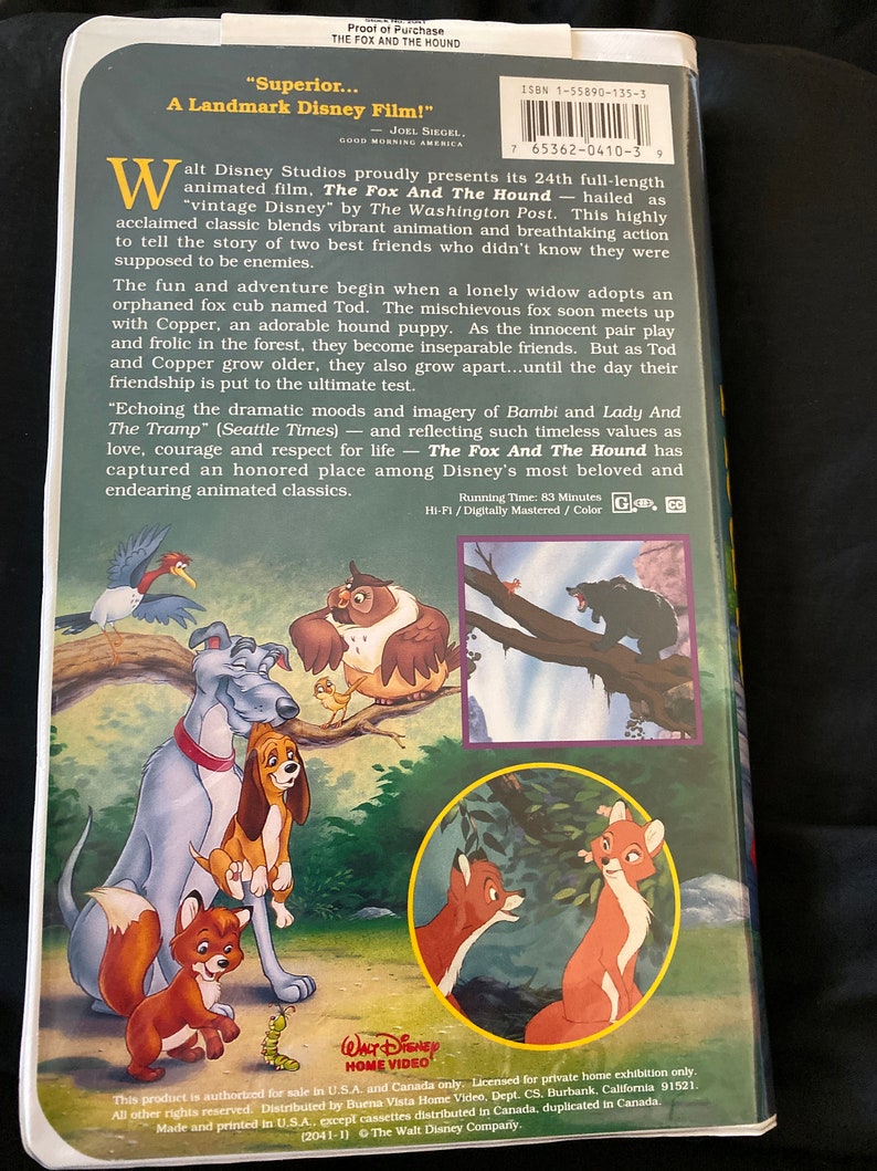 Fox and the Hound Black Diamond VHS TAPE | Etsy