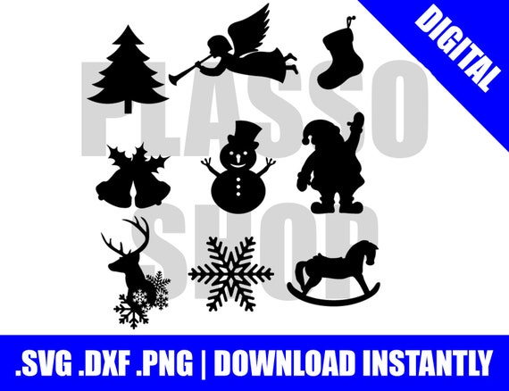 Download 9 Pack Christmas Shapes Svg Dxf Png File Cutting File Etsy