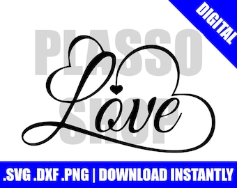 Liefde belettering SVG/DXF/PNG bestand-snijden bestand voor de Silhouette cameo of Cricut of elke andere Cutter/plotter Valentine's