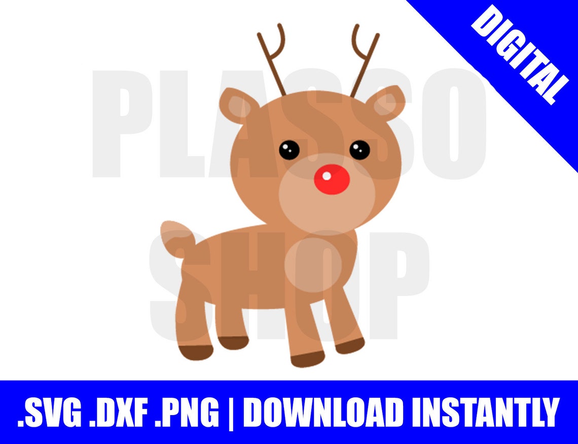 Cute Rudolph Reindeer SVG / DXF / PNG File Cutting File for | Etsy
