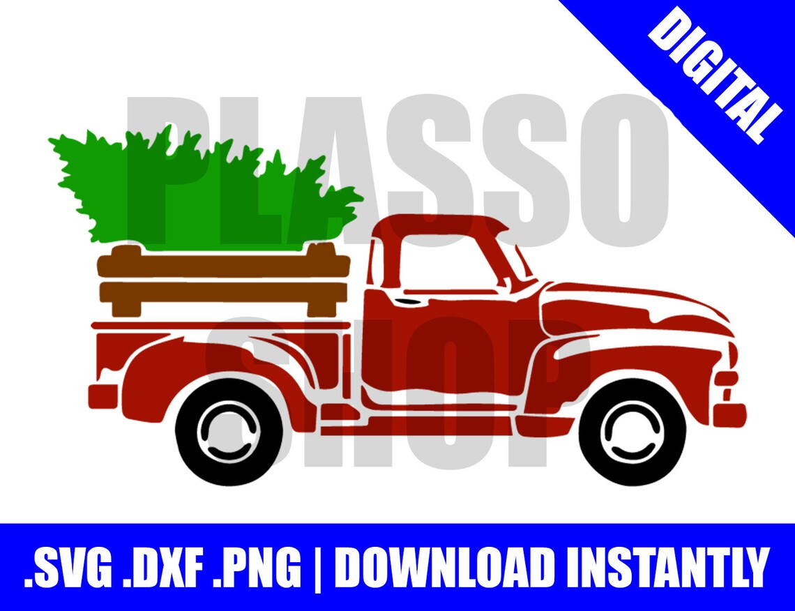 Red Truck Carrying Christmas Tree SVG / DXF / PNG File - Etsy