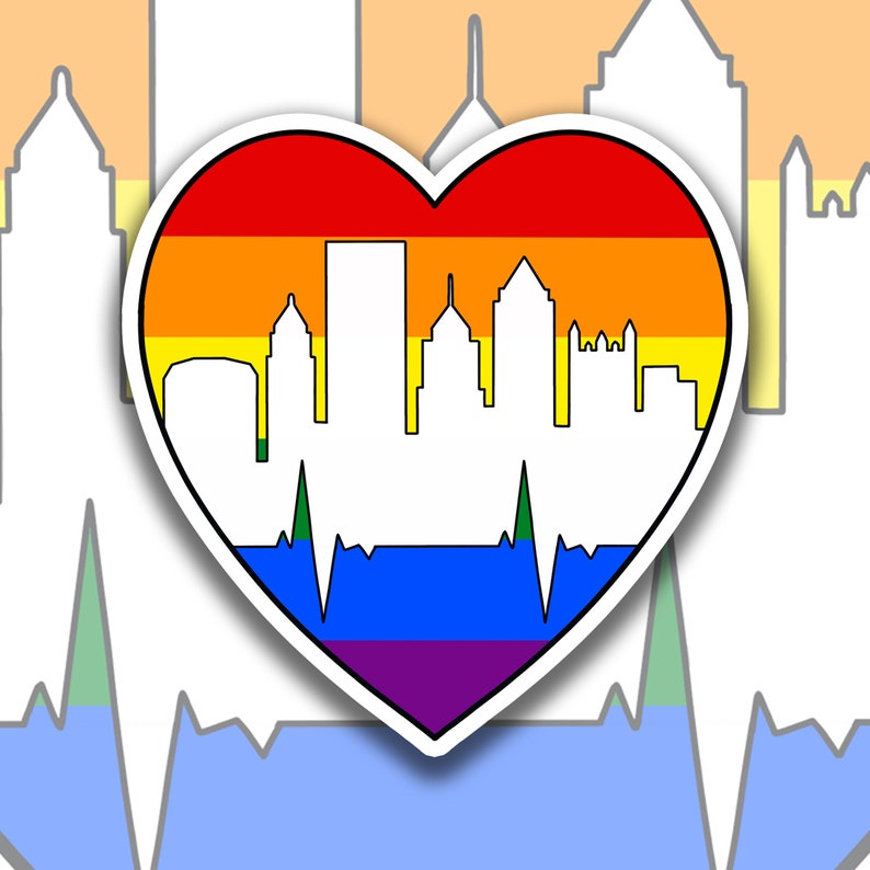 Pittsburgh / Steel City / Pride / LGBTQ / Skyline / Black and Etsy