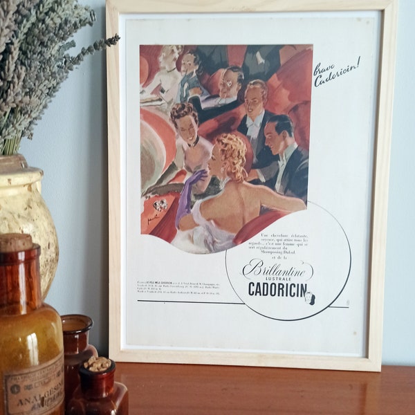 Rare & Authentique affiche vintage annees 30 - Brillantine Cadoricin -30x40cm-Sans cadre-Décoration murale - idée cadeau - Stock limité