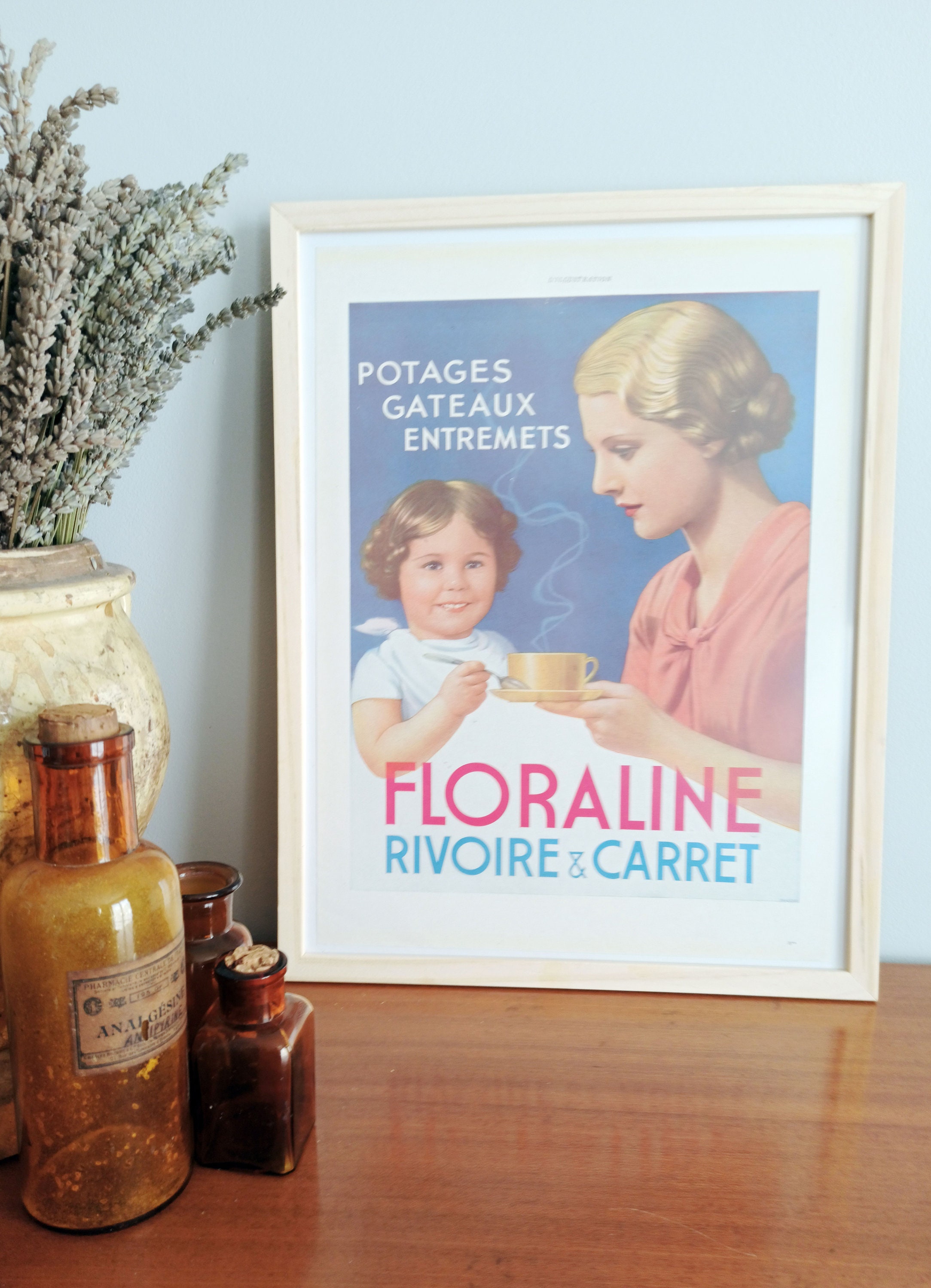 Rare & Authentique Affiche Vintage Années 30 - Rivoire Carret 30x40cm Sans Cadre Decoration Murale I