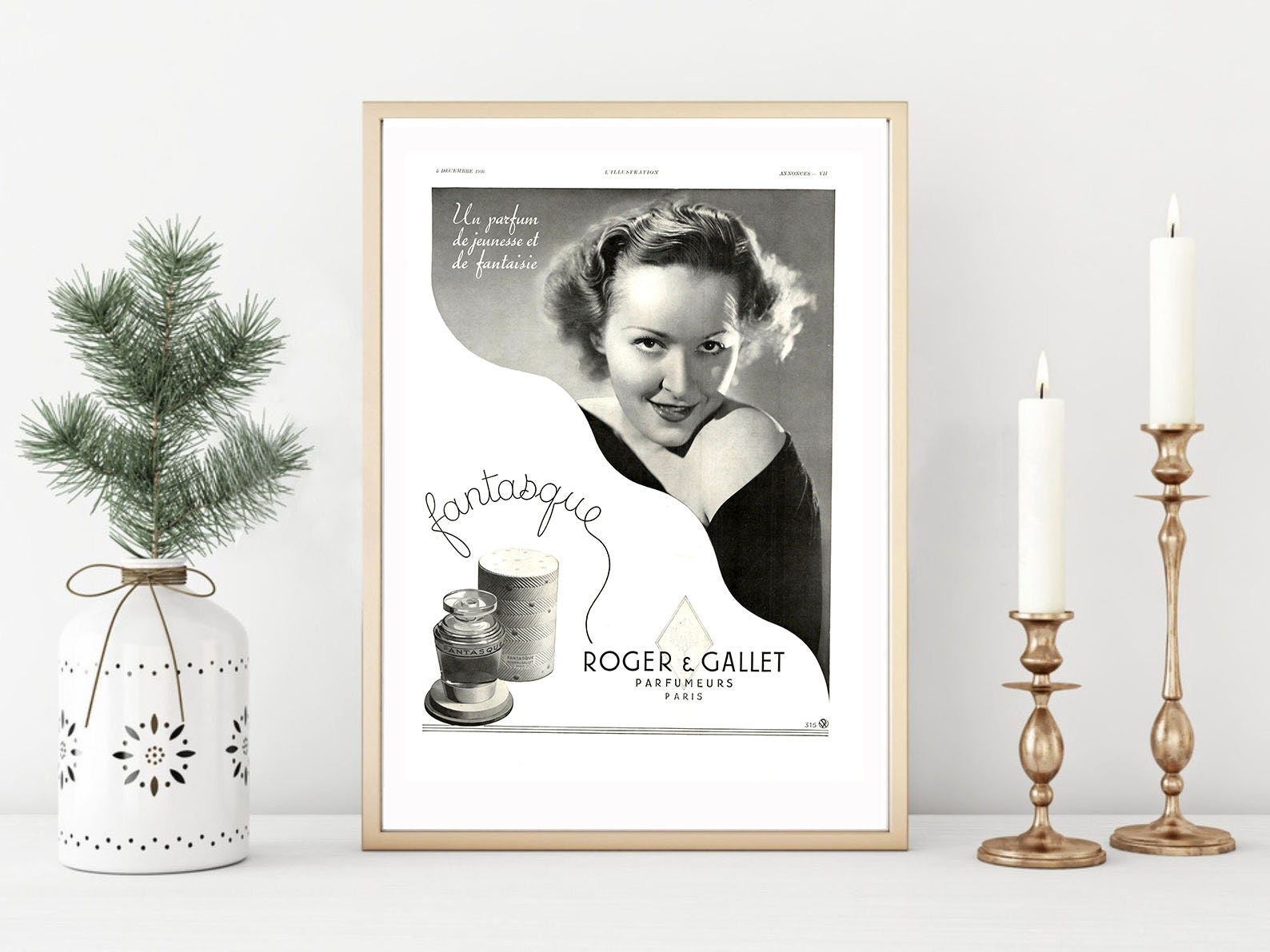 Affiche Vintage Originale Années 30- Roger & Gallet Parfum -30x40cm-Sans Cadre-Décoration Murale- Id