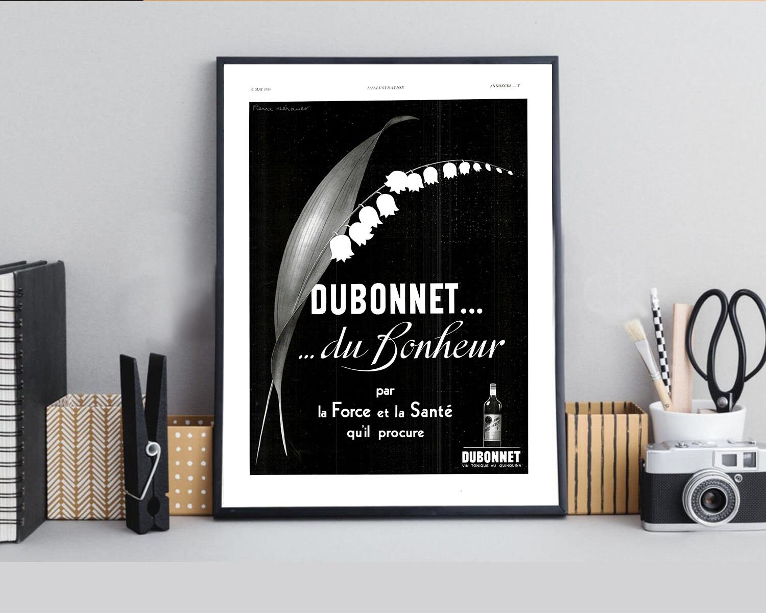 Rare & Authentique Affiche Vintage Années 30 - Dubonnet -30x40cm Sans Cadre Décoration Murale Idée C