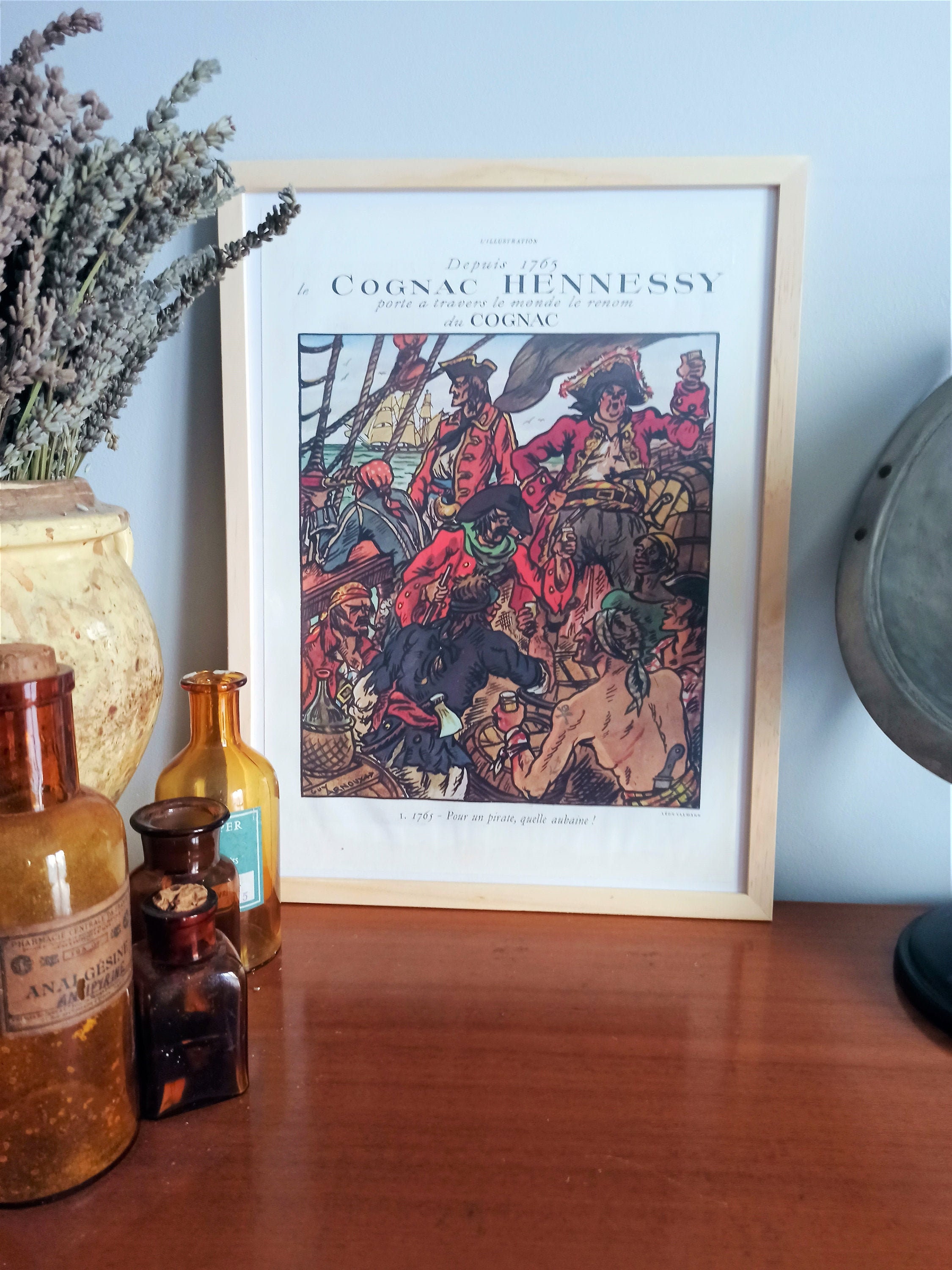 Rare & Authentique Affiche Vintage Années 30 - Hennessy Brandy -30x40cm Sans Cadre Décoration Murale