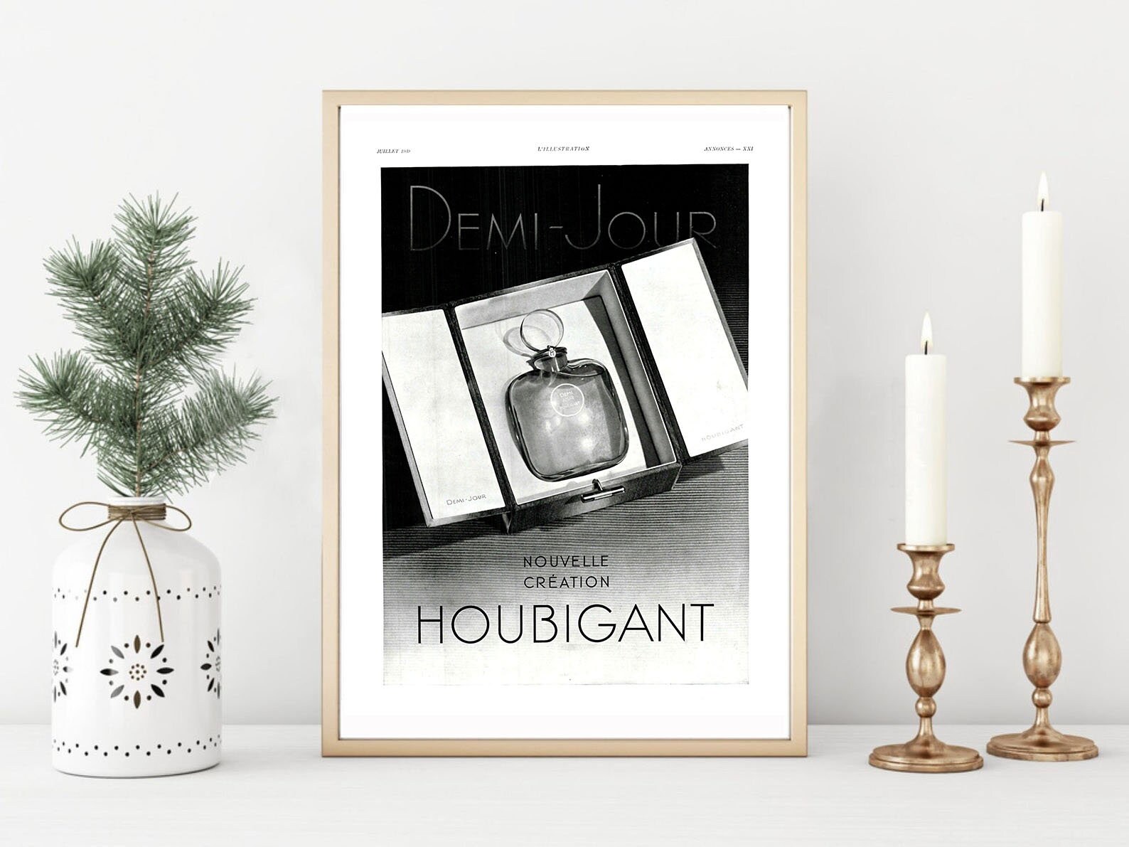 Affiche Vintage Originale Années 30- Houbigant Parfum -30x40cm-Sans Cadre-Décoration Murale- Idée Ca