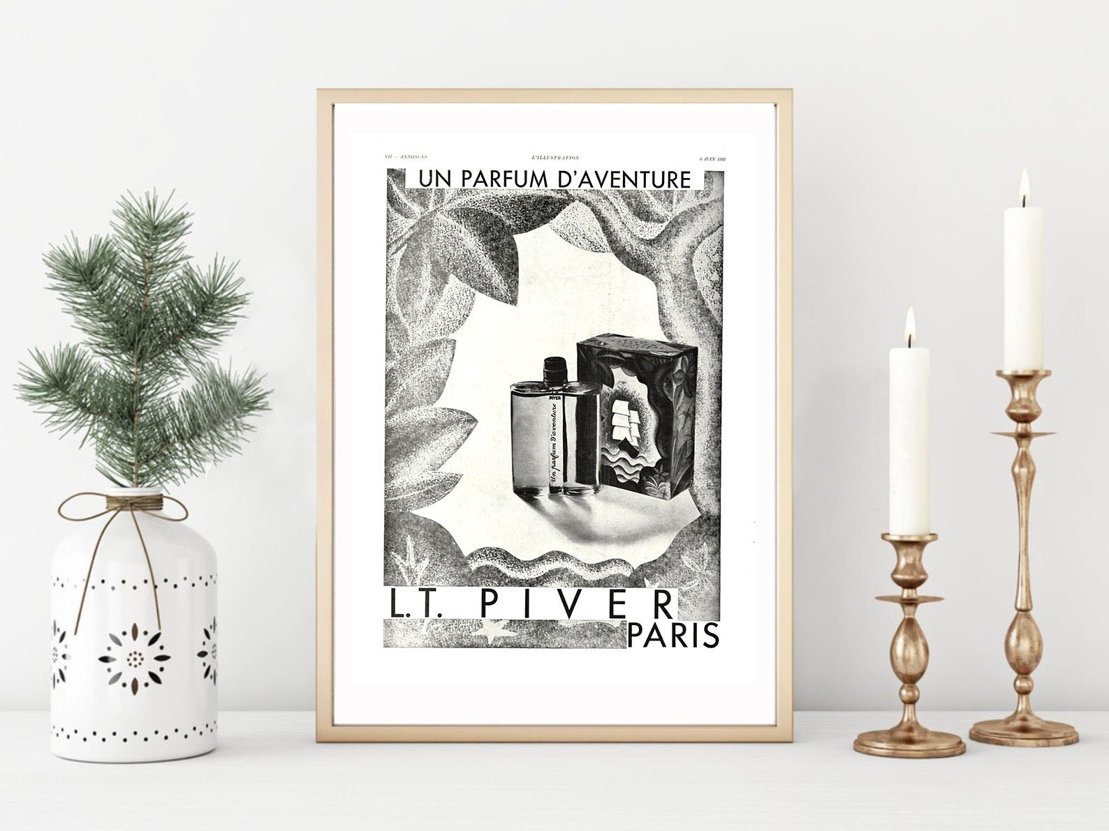 Affiche Vintage Originale Années 30- L.t Pivier Parfum -30x40cm-Sans Cadre-Décoration Murale- Idée C