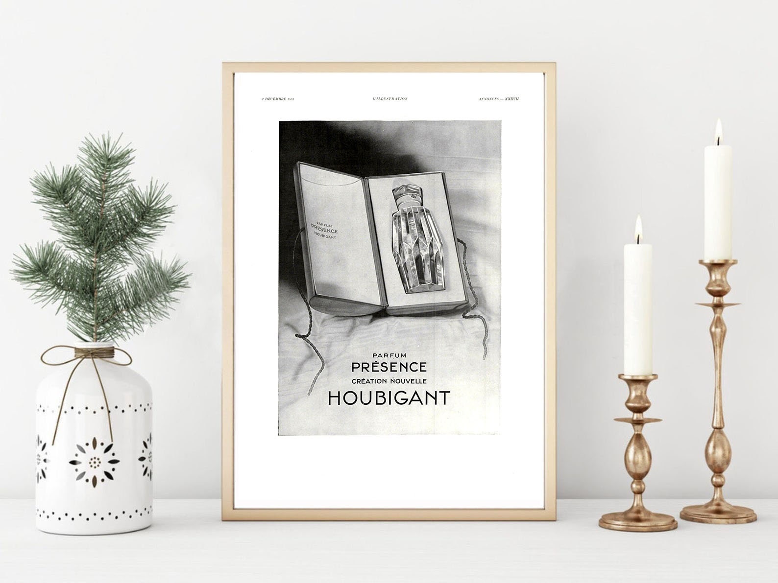 Affiche Vintage Originale Années 30- Houbigant Parfum -30x40cm-Sans Cadre-Décoration Murale- Idée Ca