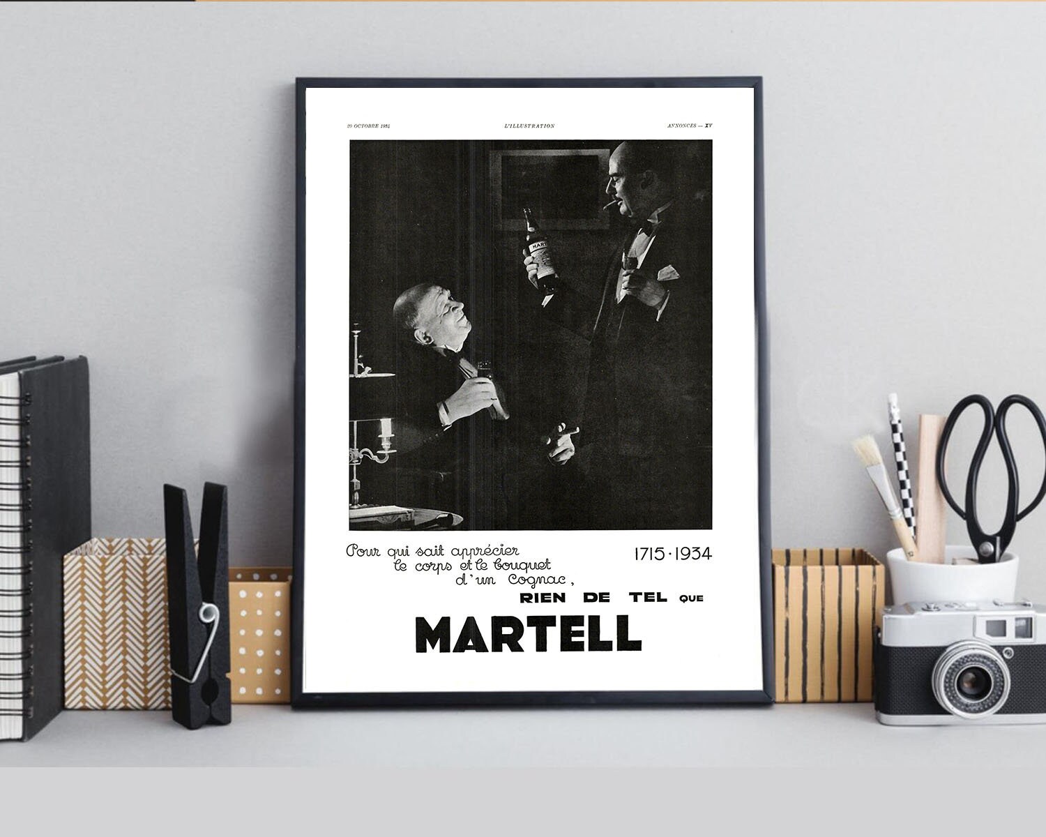 Rare & Authentique Affiche Vintage Années 30 - Cognac Martell -30x40cm Sans Cadre Décoration Murale 