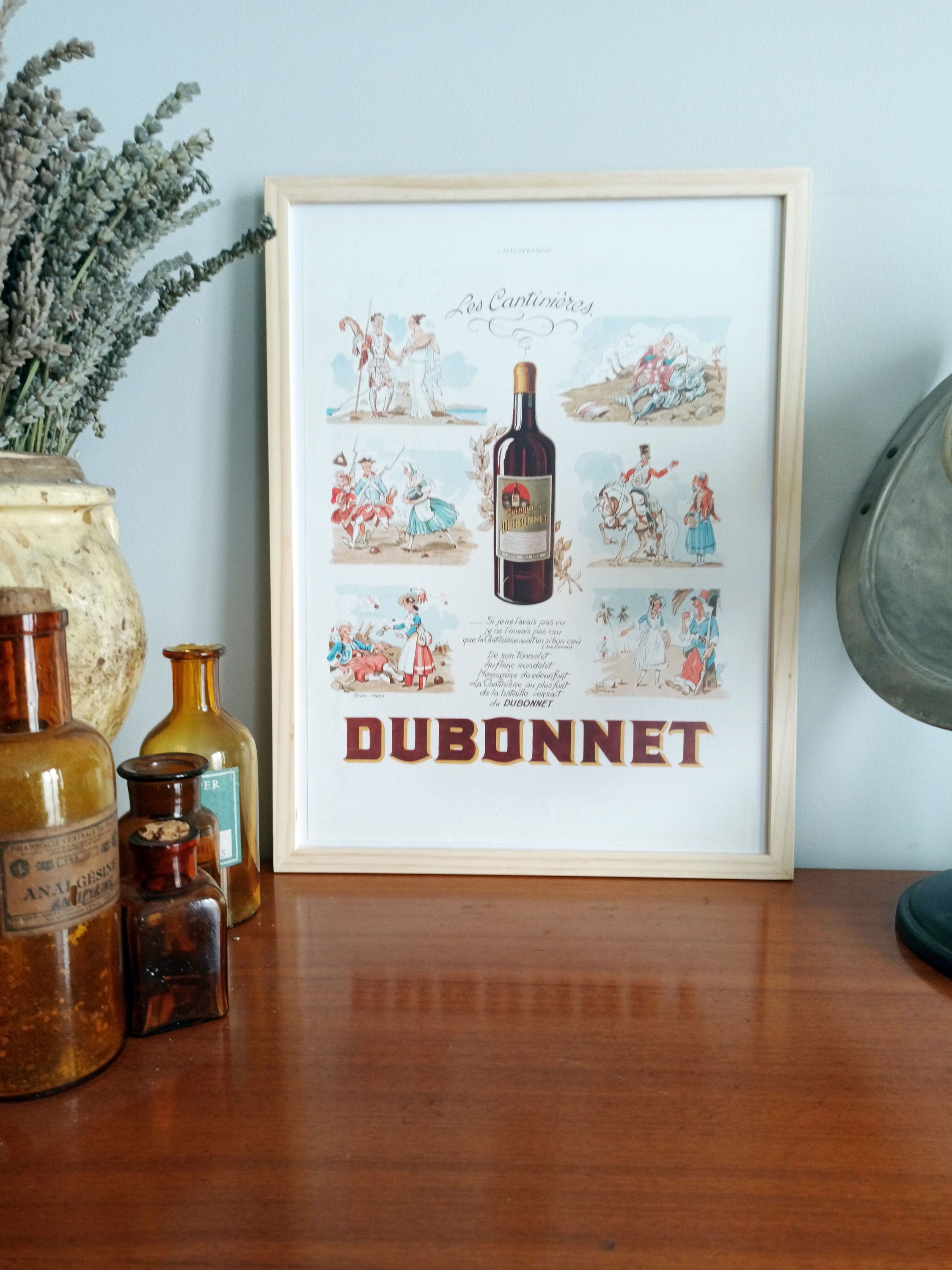 Rare & Authentique Affiche Vintage Années 30 - Dubonnet -30x40cm Sans Cadre Décoration Murale Idée C
