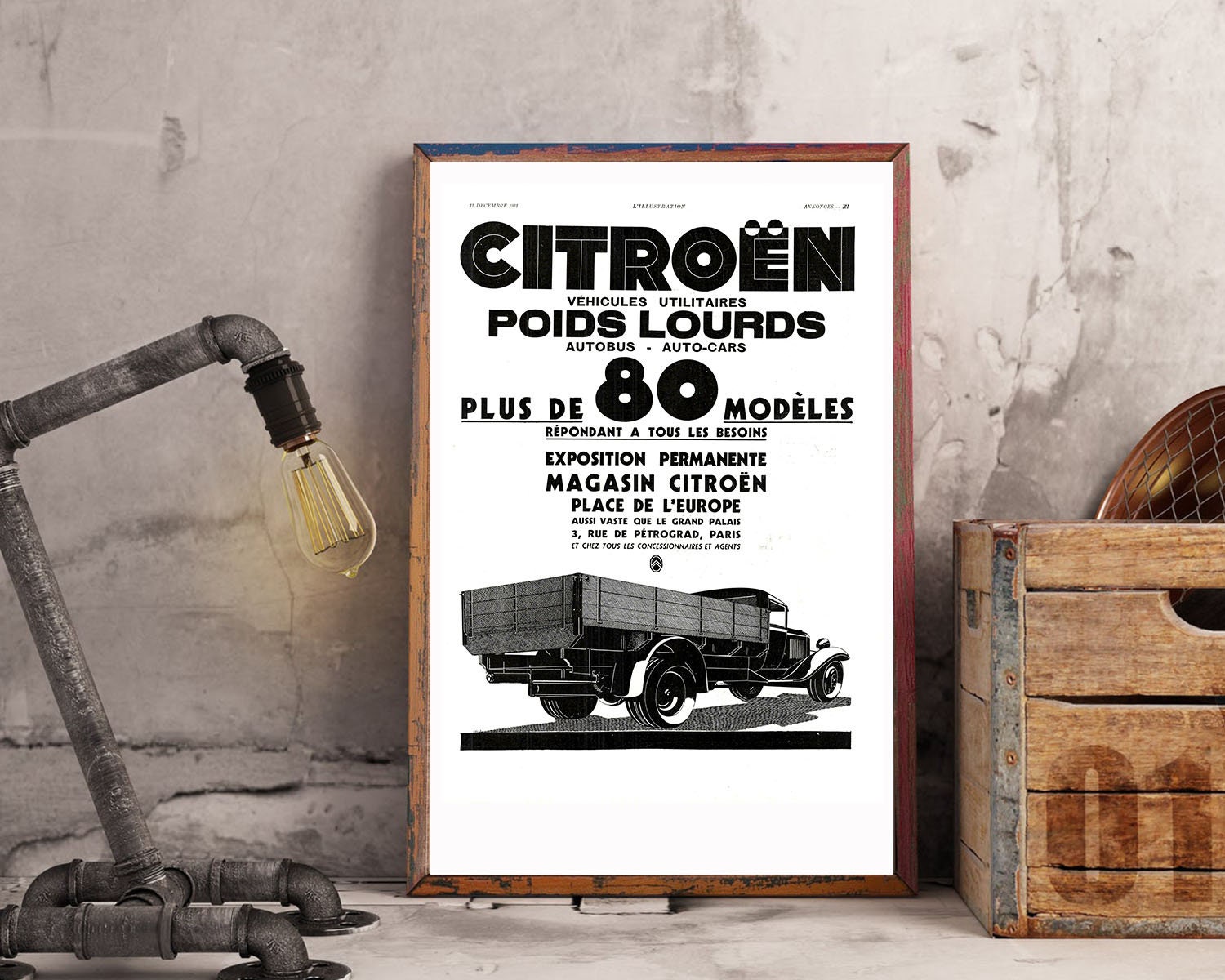 Rare & Authentique Affiche Vintage Années 30 -Citroen -30x40cm- Sans Cadre - Décoration Murale Idée 