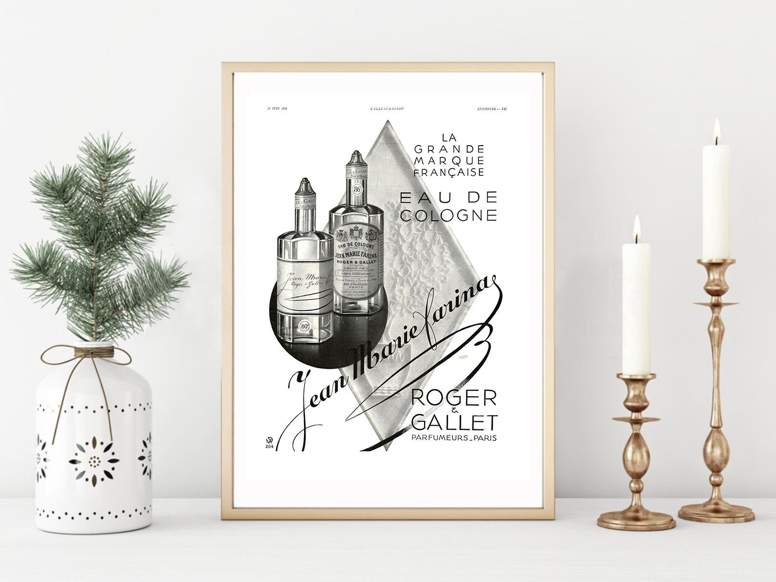 Affiche Vintage Originale Années 30- Roger & Gallet Parfum -30x40cm-Sans Cadre-Décoration Murale- Id